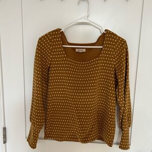 Madewell Mustard Long Sleeve Polka Dot Top